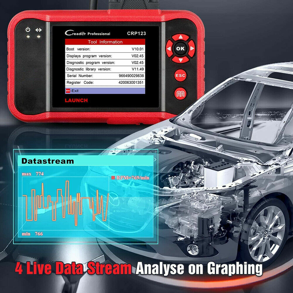 LAUNCH CRP123 PROS V OBD2 Scanner Engine ABS SRS Code Reader Car Diagnostic Tool