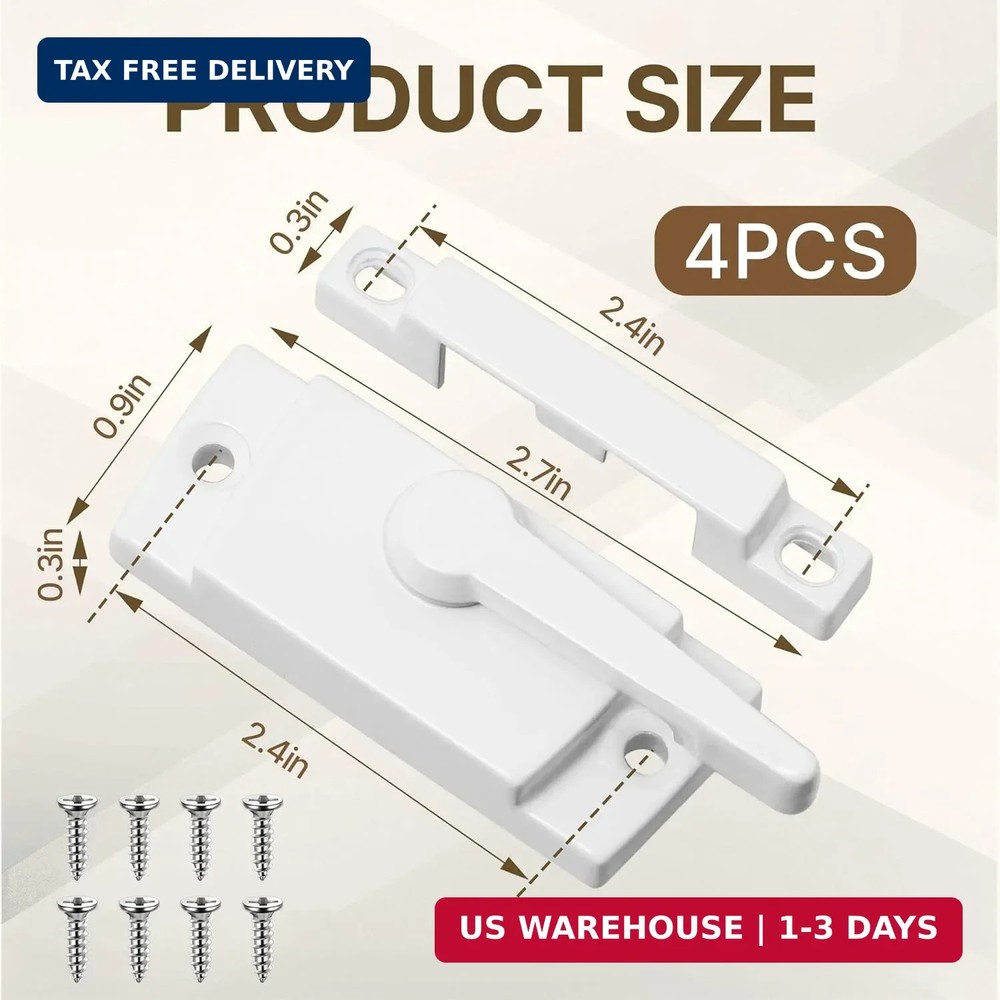 4 Pcs Window Locks, Replacement Window Locks, Sliding Window Sash Locks, Durable