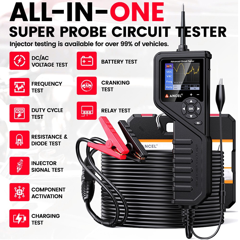 Ancel PB600 Power Circuit Probe Tester Resistance Diode Tset Continuity Testing