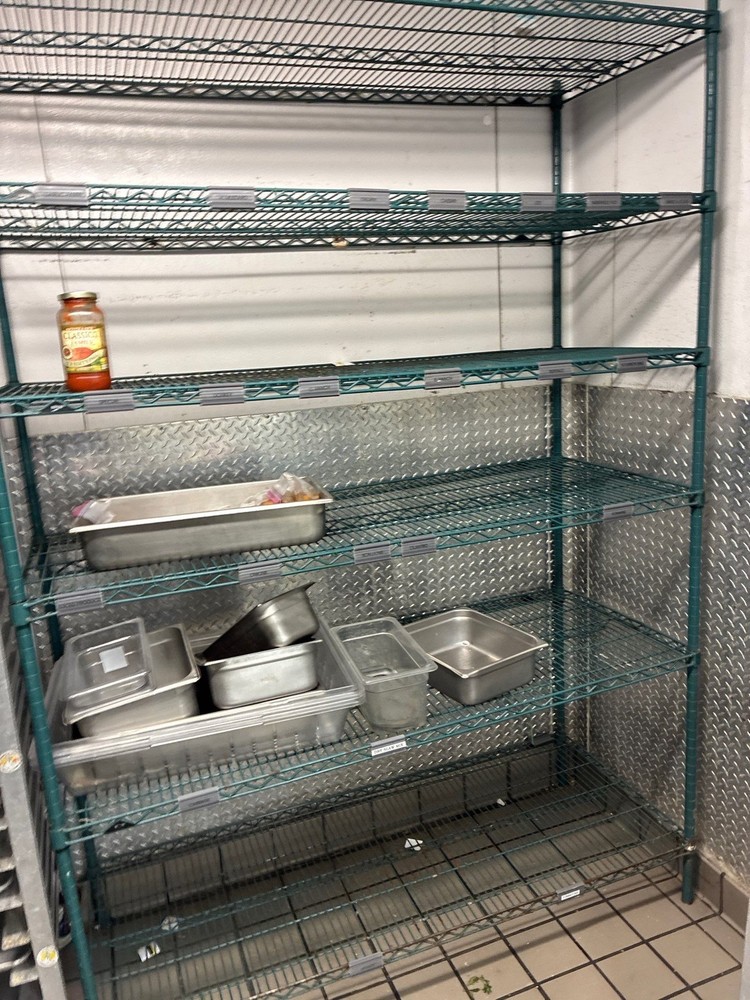 Green epoxy-coated wire shelving unit (various sizes)
