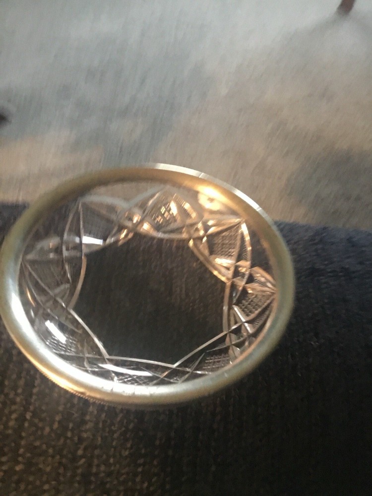 Sterling Silver And Cut Glass 5” Dish