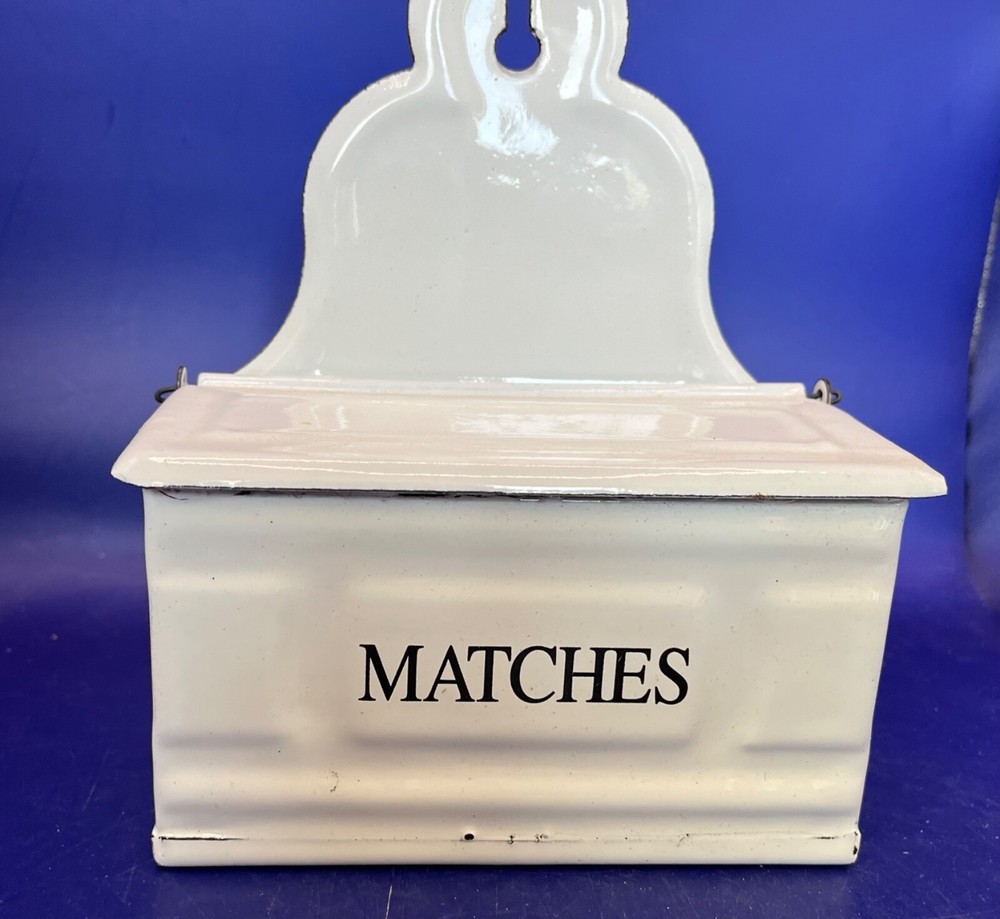 Antique White Enamel Matches Box