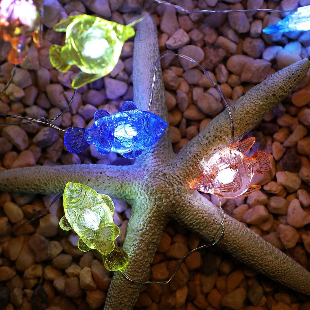 18.7Ft 40LED Tropical Fish String Light Cool White with Remote Control and Timer