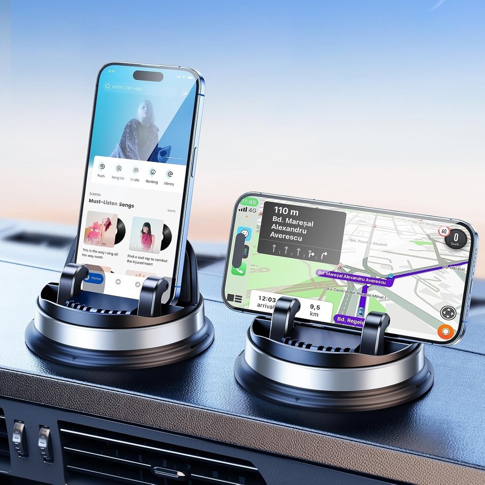 Dash Cell Phone Car Mount, Multifunctional Dashboard Mobile Silver