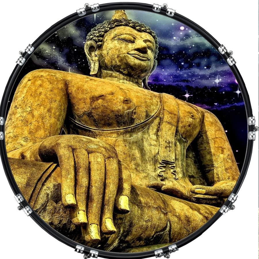 Custom 22" Kick Bass Drum Head Graphical Image Front Skin Buddha 3