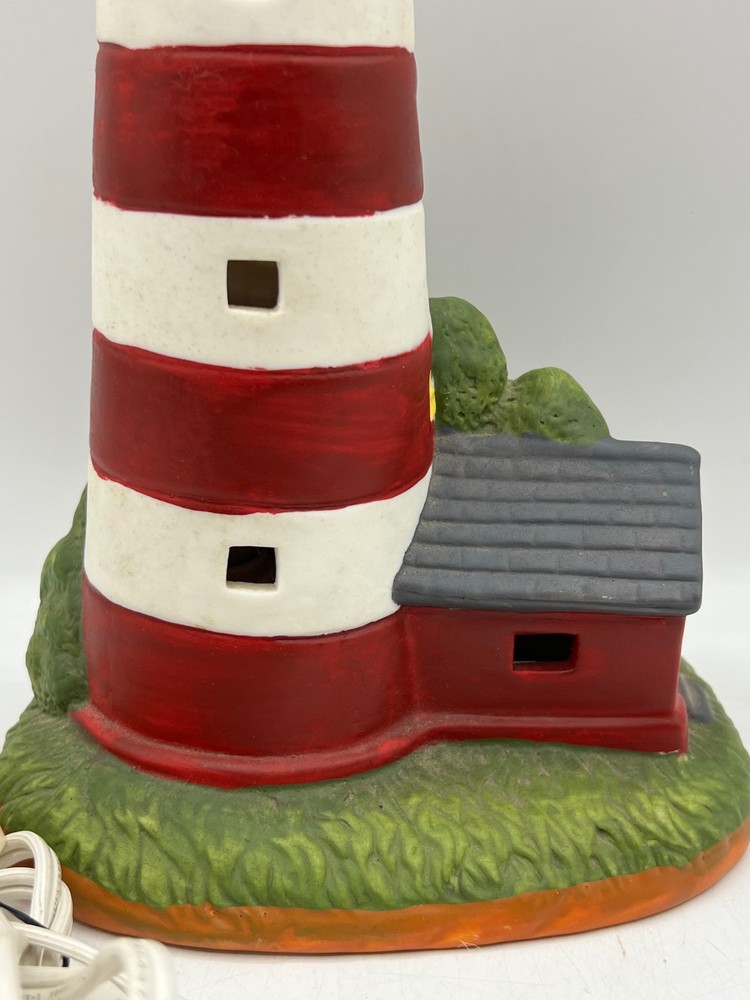 Direct Connection Lighted Ceramic Lefton VA Assateague Island Lighthouse, 11"