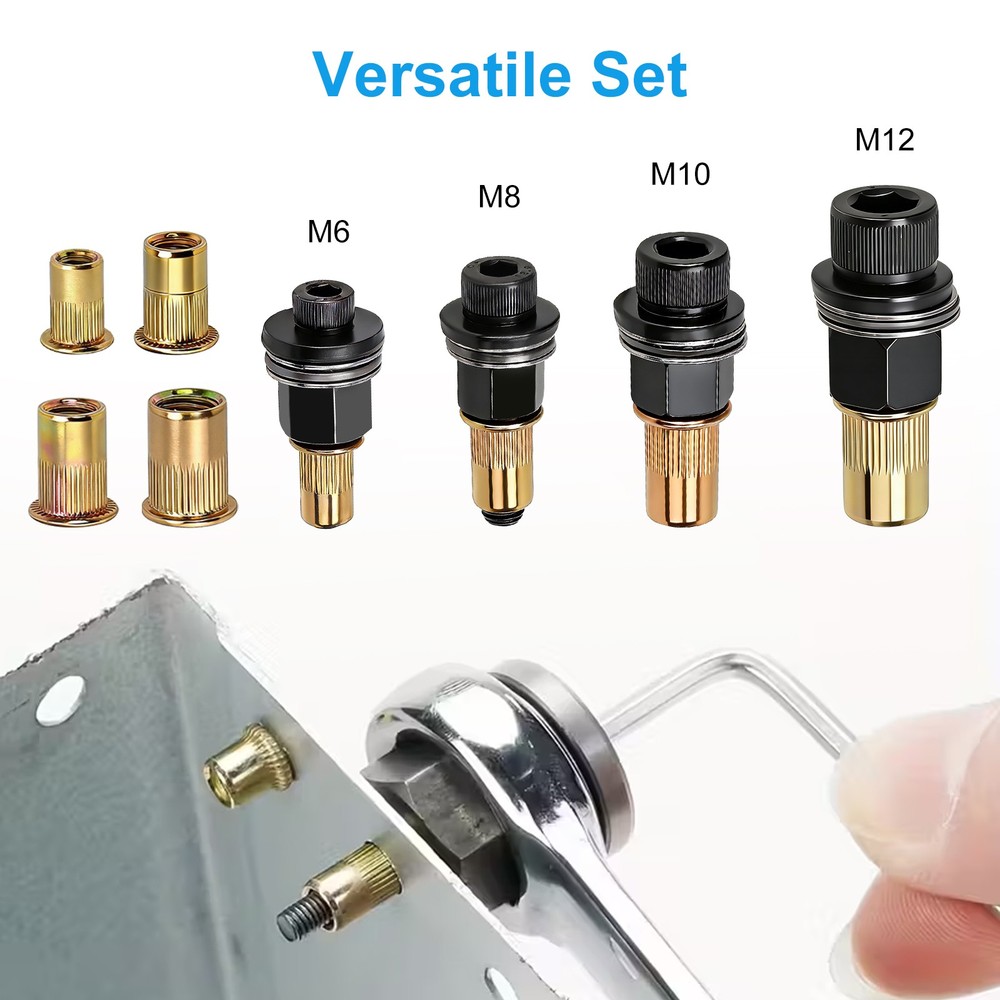 36pcs Manual Rivet Nut Tool Adapter Carbon Steel Head Threaded Insert Rivnut Set