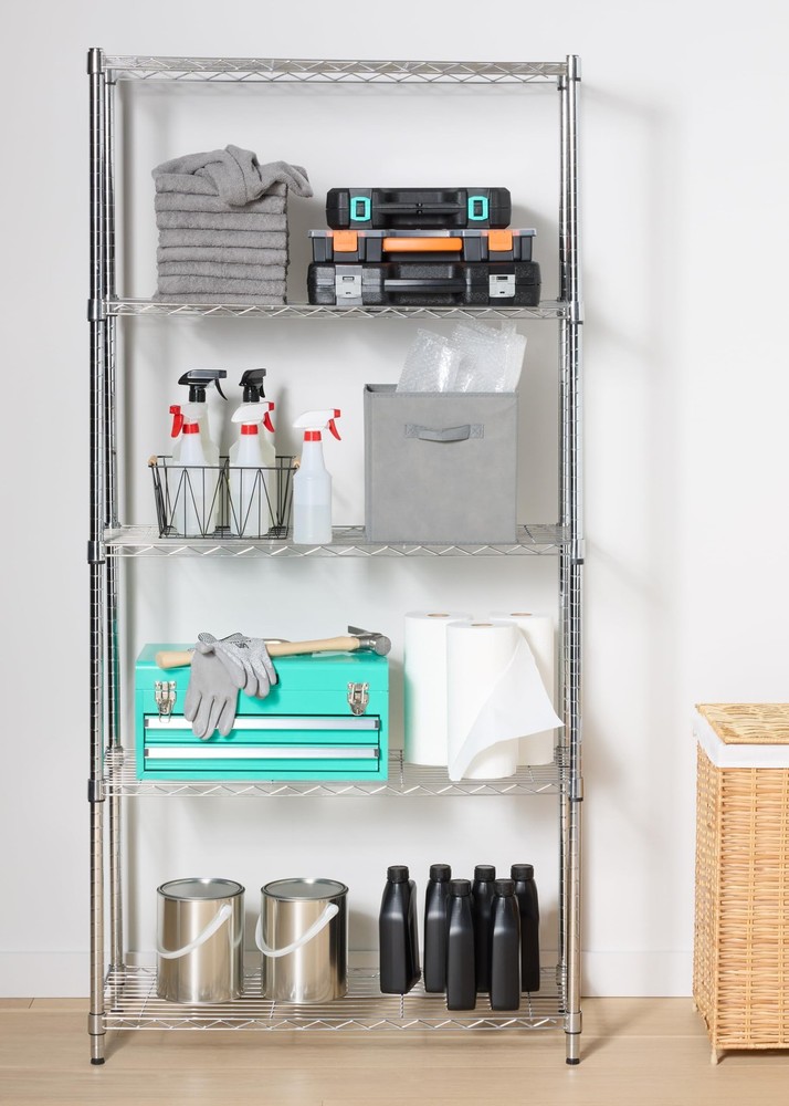 Amazon Basics 5-Shelf Adjustable Heavy Duty Steel Wire Rack, Space Saving Storag