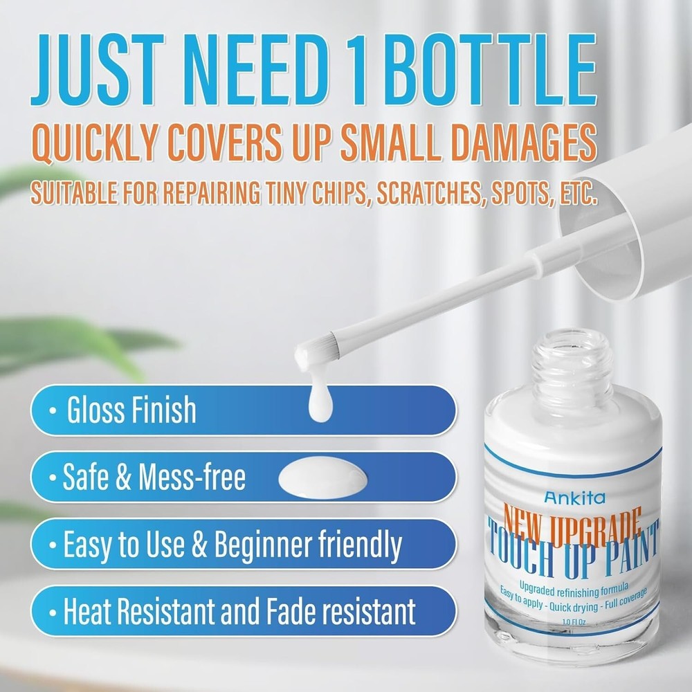 Gloss White Sink & Appliance Touch Up Paint - Waterproof, Quick Drying Formula