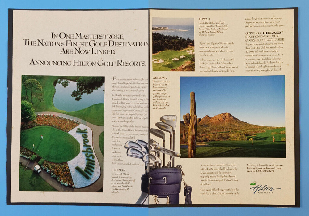 1994 Hilton Golf Resorts 2-Page Print Advertisement