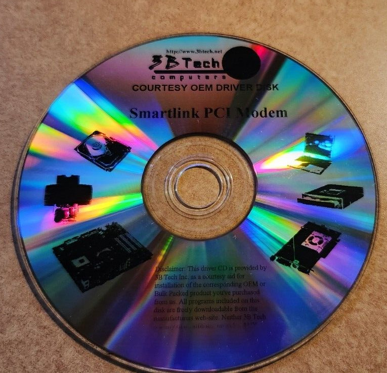 3btech Computers Courtesy OEM Driver Disk SmartLink PCI Modem CD