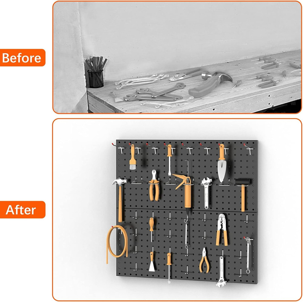 Metal Pegboard Wall Organizer - 70 PCS Tool Storage for Garage & Workbench