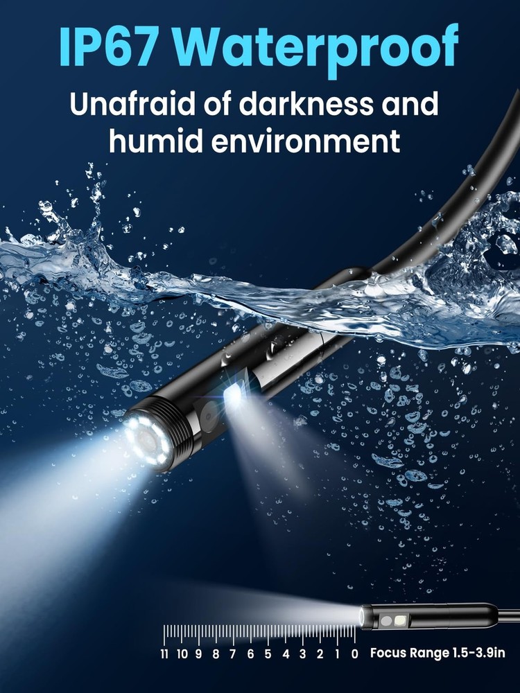 Endoscope Camera with Light, 4.3" IPS Screen 1080P Tools Borescope with 8 LED...