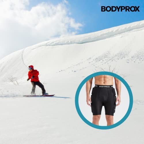Protective Padded Shorts for Snowboard,Skate and Ski,3D Medium Black