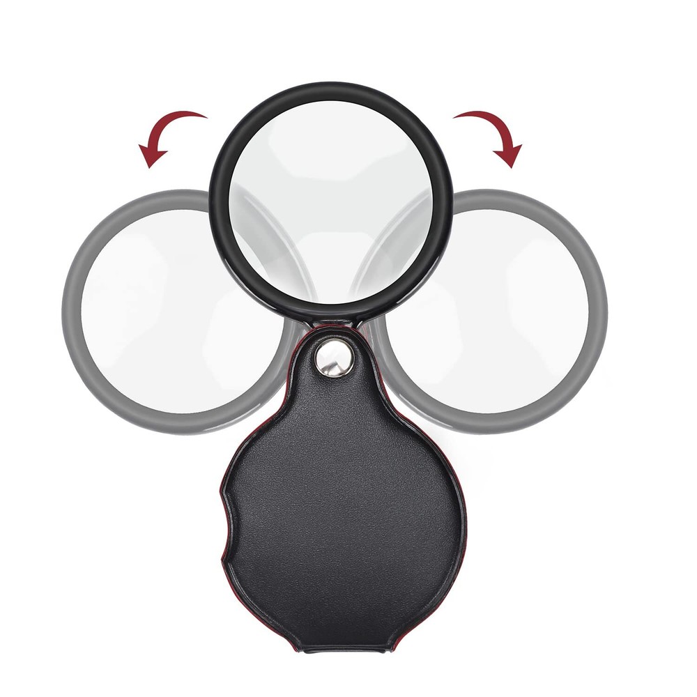 6 Pack 10X Foldable Magnifying Glass with Rotating Protective Cover for Reading