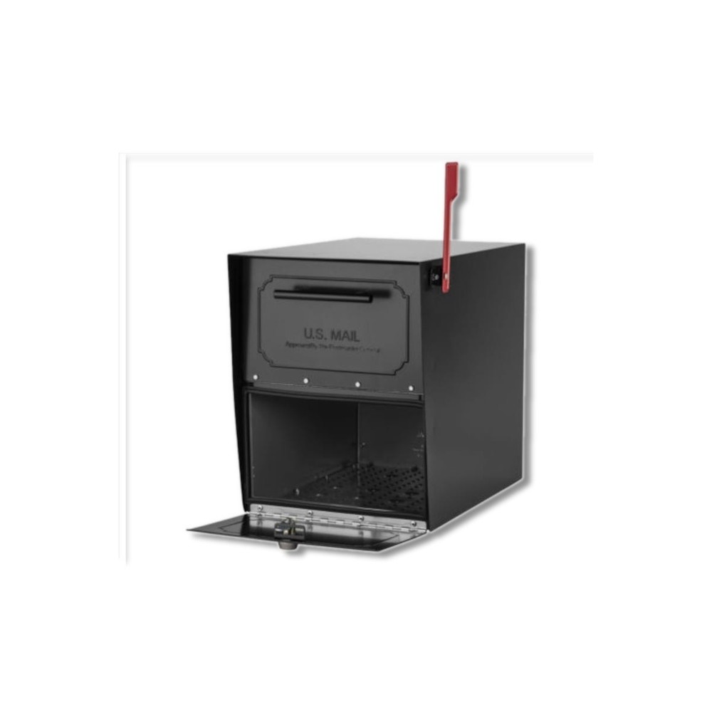 Architectural Mailboxes Oasis Classic Galvanized Steel Post Mount BLK Mailbox