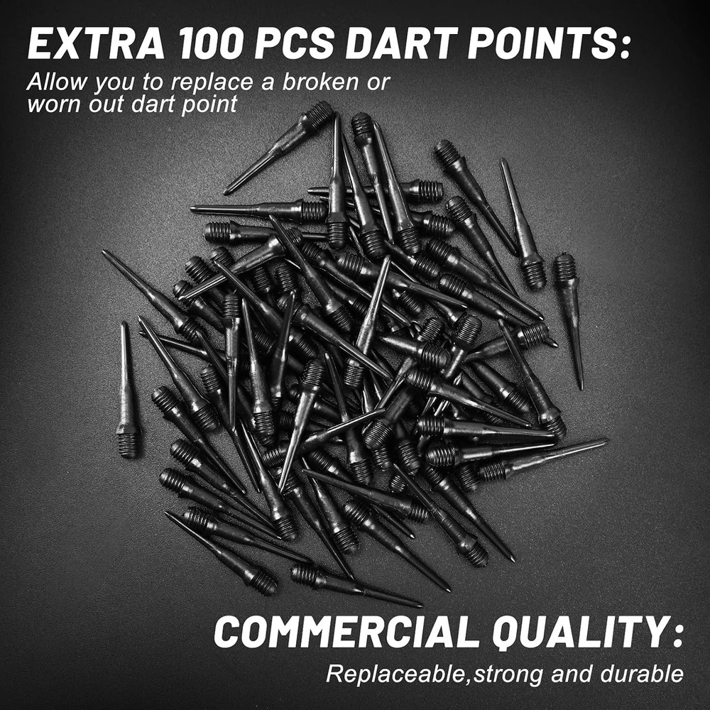 12 Pack Soft Tip Darts, Bar Dart, Plastic Tip Darts Set, Attach Extra 100 Black