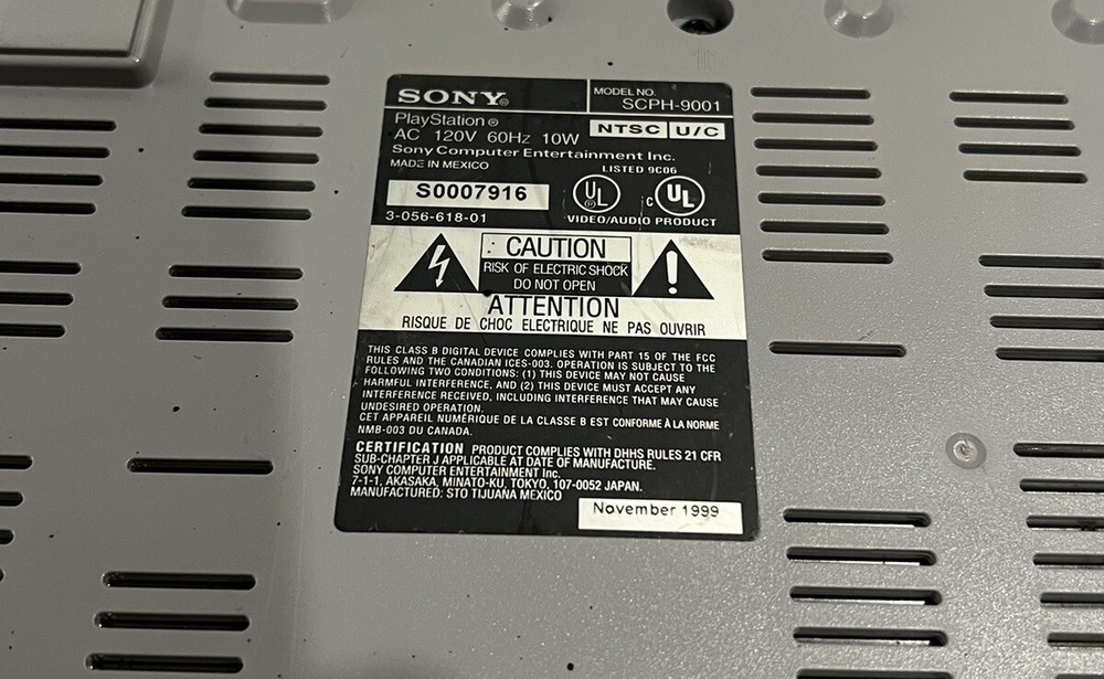 Sony Playstation 1 Console Controller & Cables SCPH-9001 Bundle Tested