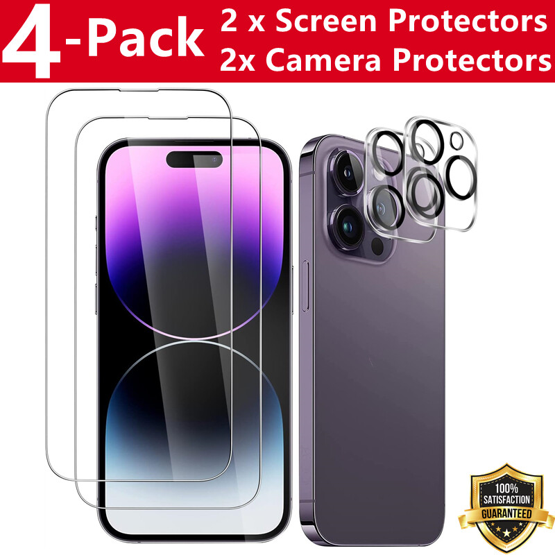 For iPhone 16 15 14 13 Pro Max Tempered Glass Screen Protector Camera Protector