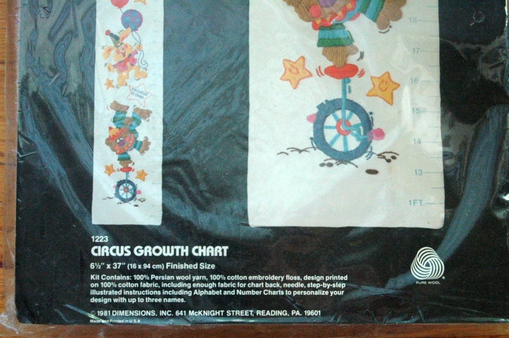 DIMENSIONS CREWEL KIT- CIRCUS GROWTH CHART Sealed