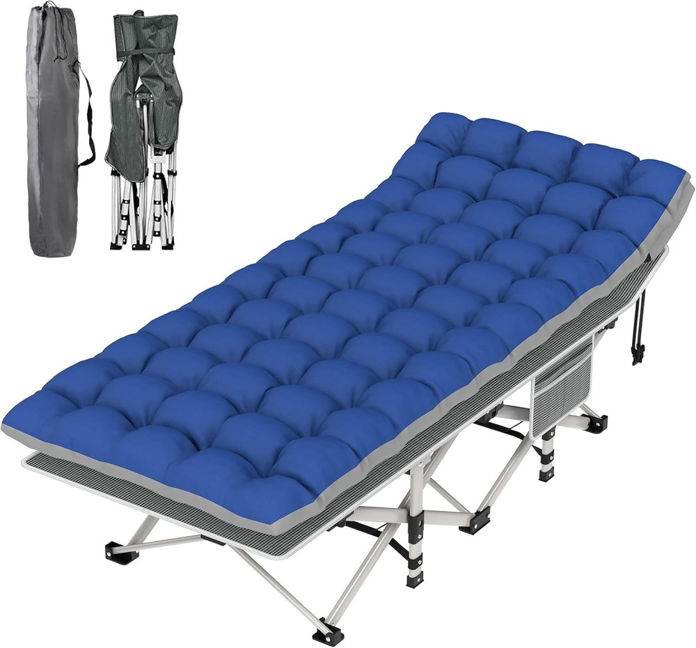 Camping Cot Folding Camping Cot Bed Adults Sleeping 1200D Double Layer Oxford