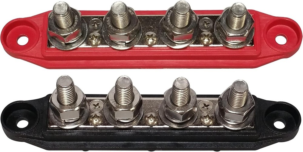 Compact 3/8" Power Distribution Block - 4 Studs, Weather Resistant Design