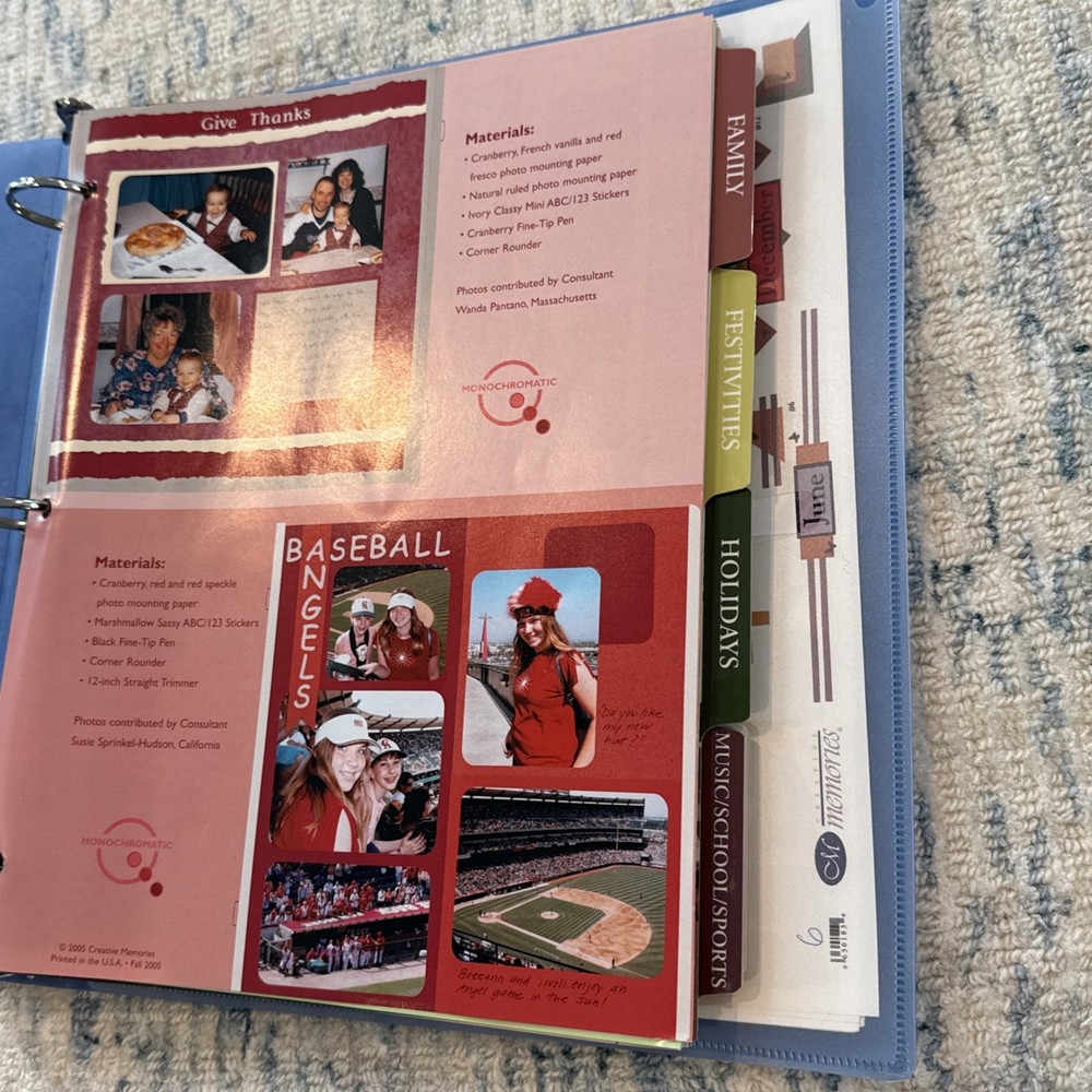 Creative Memories PAGE PATTERNS organizer binder with inserts dated 2004-2005 ++