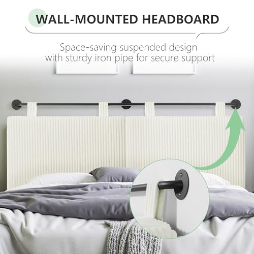 Headboard Size，Modern Wall Mounted Headboards with LED Light for Queen White