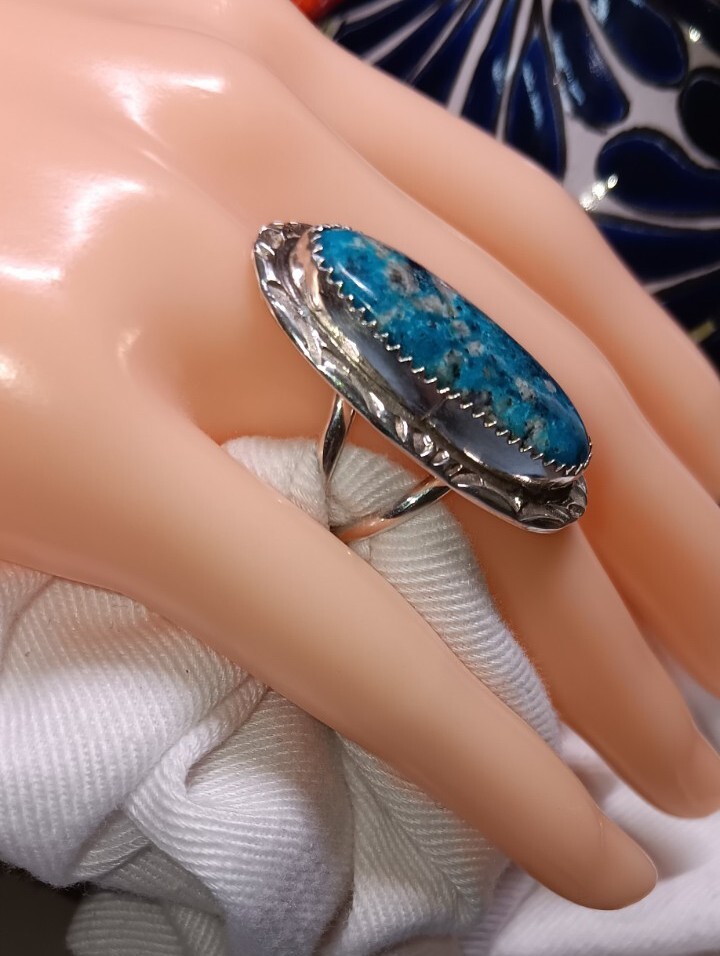 NEW HERBERT TSOISE COMPLEX TURQUOISE STERLING RING FITS SZ. 5.75
