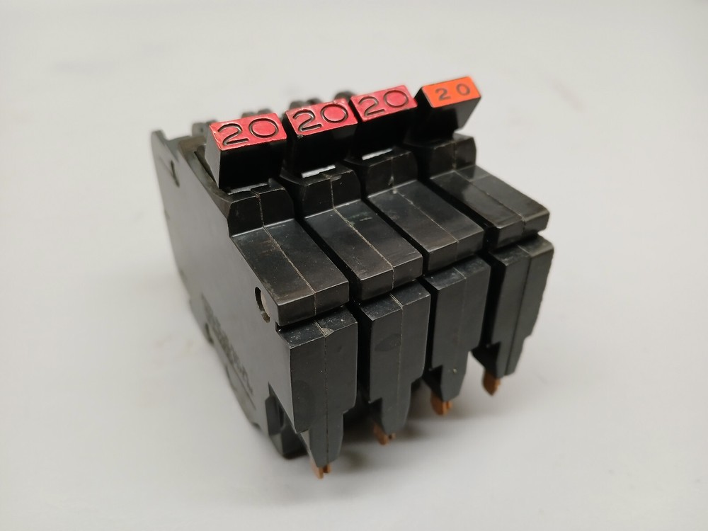 4 - 20 Amp Federal Pacific 1 Pole 1/2" Thin Type NC Breakers