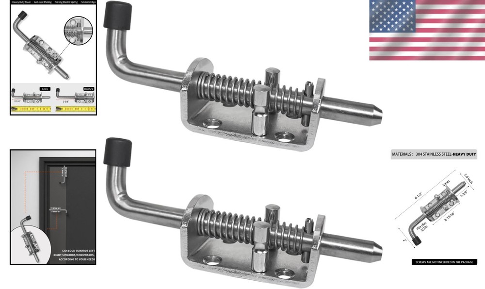 Flexible Spring Latch Pin Lock - Stainless Steel