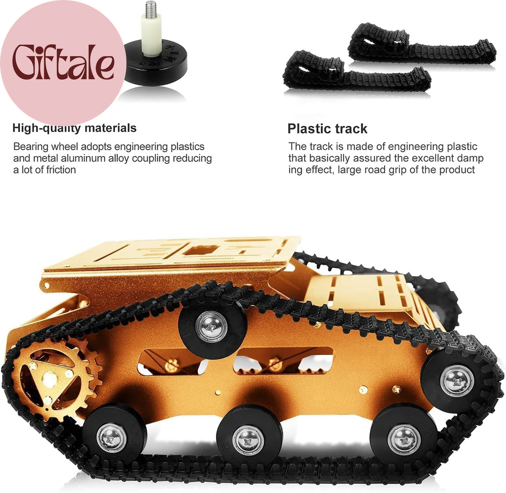 Tank Car Chassis with Encoder Motor, Shock Absorbing Robot Chassis Full-Metal Ro