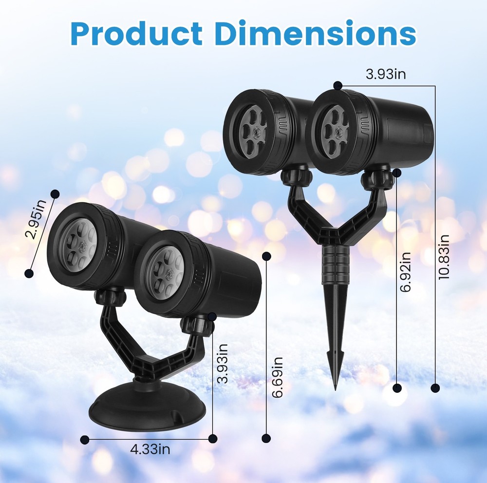 Christmas Light Snowflake Projector Light Dual-Head LED Stake Light Yard Light