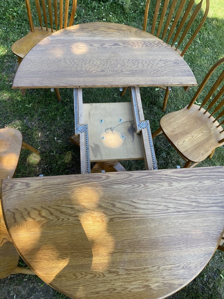 Dining Room Table Set 6 Chairs 2 Leafs