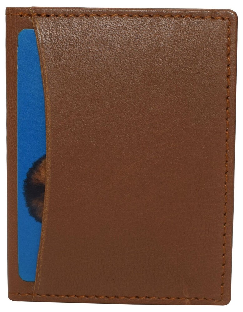 RFID Blocking Slim Thin Genuine Leather 2 ID Window Mini Wallet Holder Bifold Dr