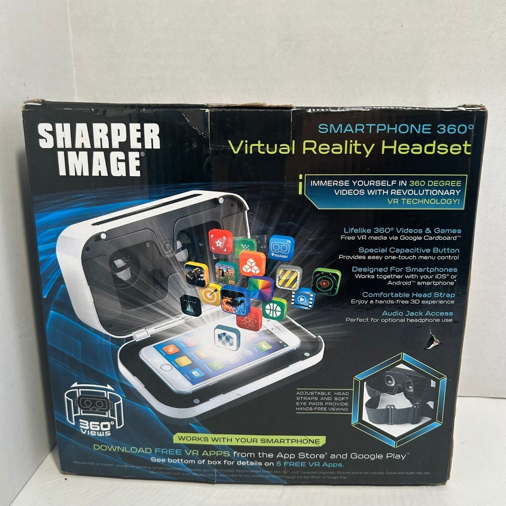 Sharper Image Virtual Reality Headset Smartphone 360 IOS or Android NEW IN BOX.