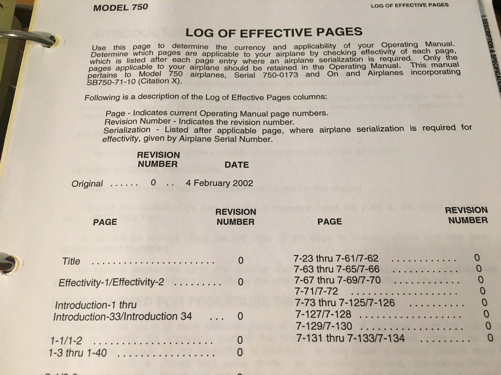 Citation X, Model 750 Operating Manual