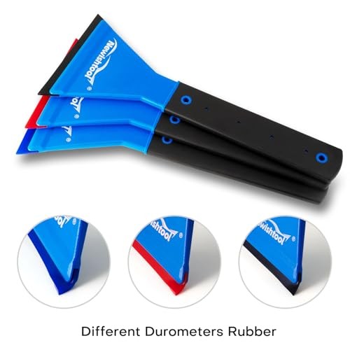 Window Tint Squeegee Rubber with Handle, 3 PCS Different Durometer Blades