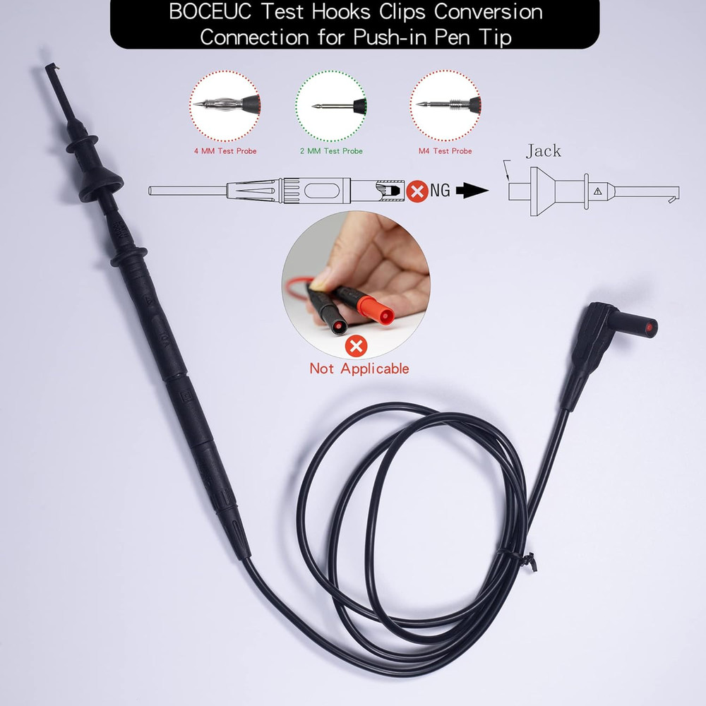 Test Hooks Clips, Multimeter Test Lead Kit Mini Test Hook Clip for 2Mm Plug T...