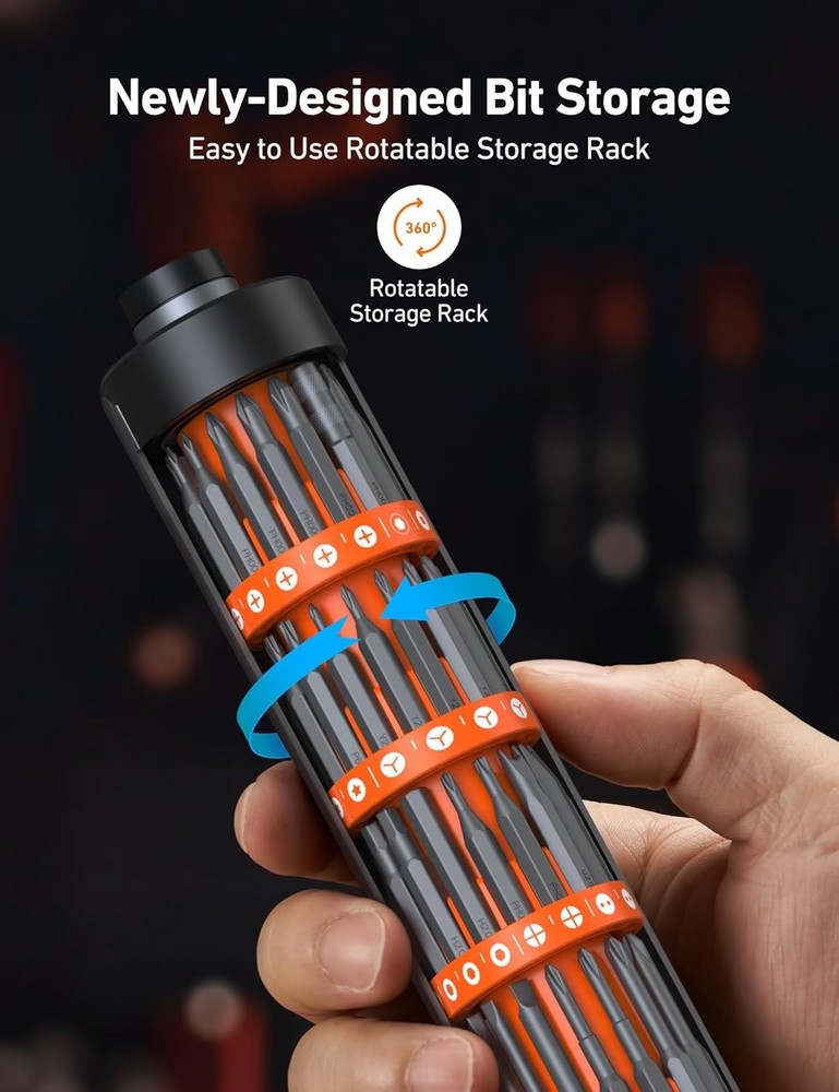 Robust Mini Electric Screwdriver with Fast Charging & LCD Display - 63 Tools