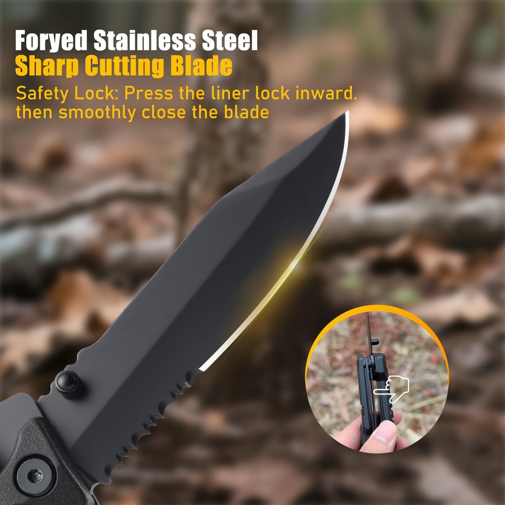 Multitool Knife with Nylon Pouch, 22 in 1 EDC Multi Tools with Fire Starting ...