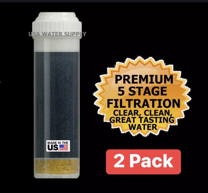 2 PREMIUM 5 STAGE RO COUNTERTOP DRINKING WATER FILTER CARTRIDGE KDF,GAC,CALCITE