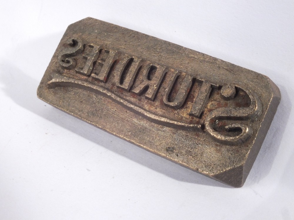 STURDEES: Brass Leather Stamp: TJ Edwards Millers Falls