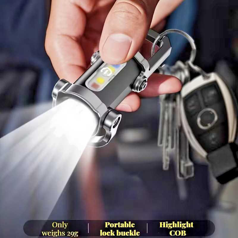 2 X Rechargeable Multi-Mode Mini Keychain Flashlight, 300LM LED work light