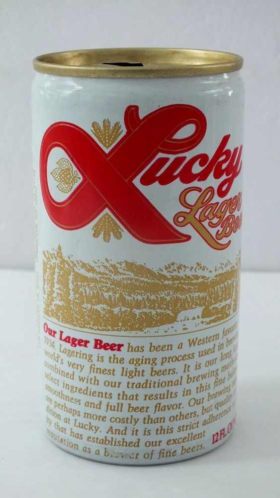 Lucky Lager Beer Can Vintage 12oz White Aluminum Pull Tab
