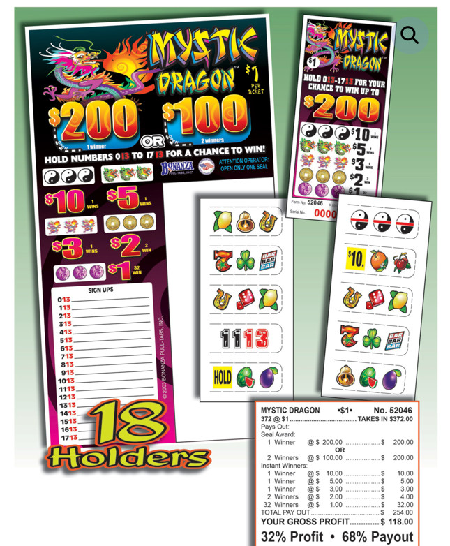 Hard Card - Pull Tickets - Game - Mystic Dragon - 372 ct