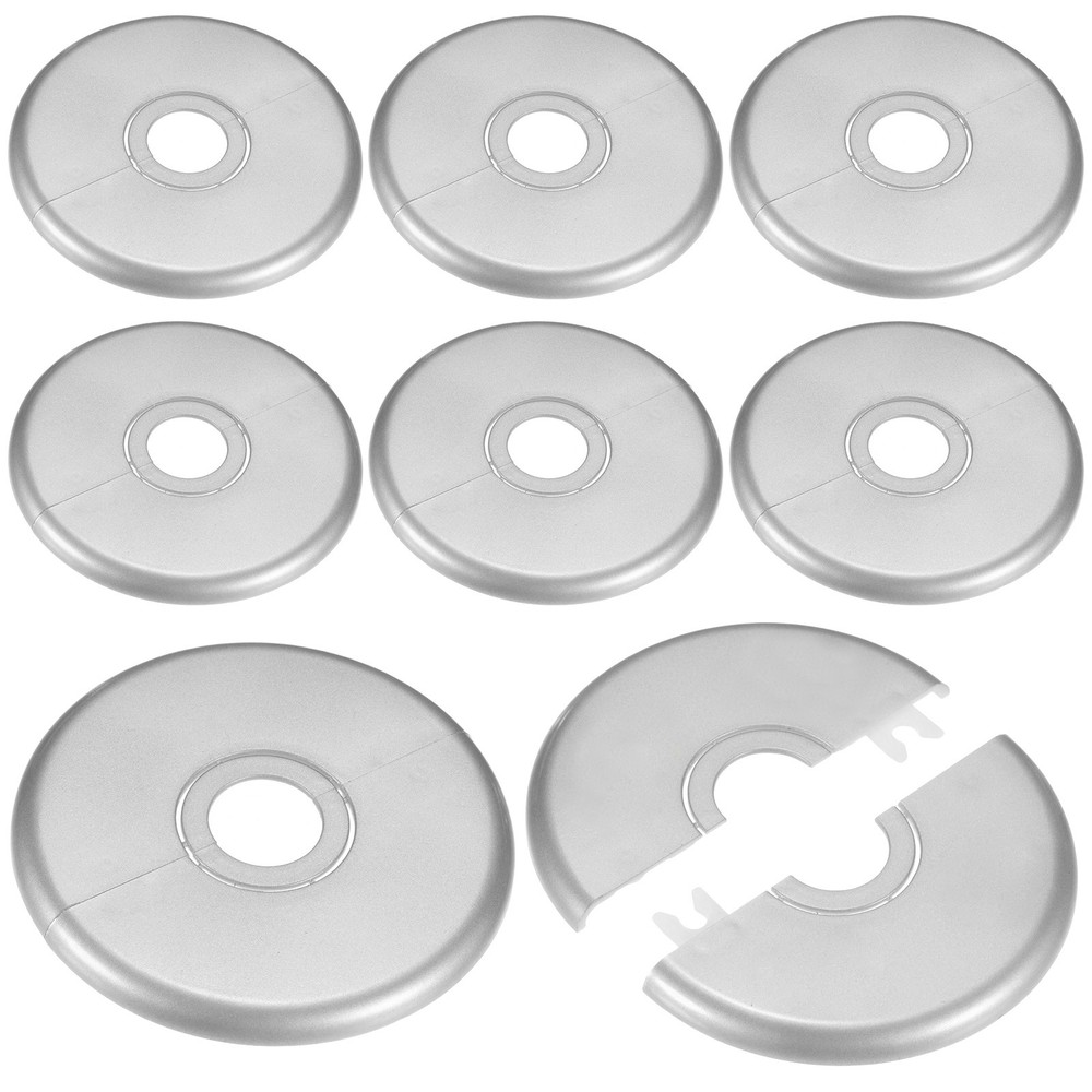 8Pcs Self Adhesive Round ABS Flanges for Pipe Covers 22-34mm Silver