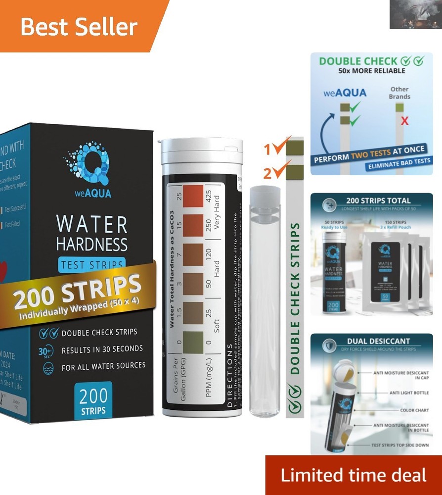 200 Water Hardness Testing Strips with Sample Cup - Accurate & Reliable Testing