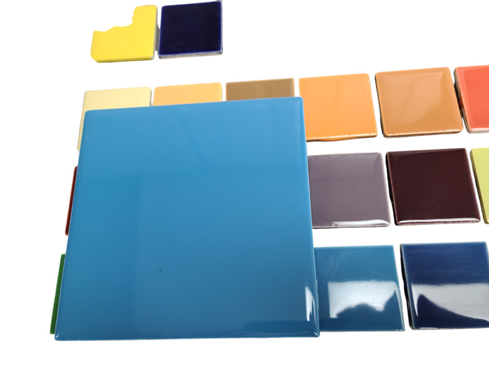 Electric Blue Ceramic Tile 4.25 in Subway Square Shower Kitchen Wall Backsplash