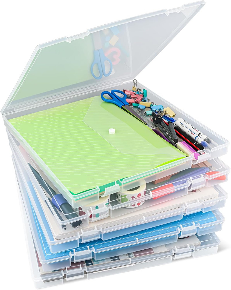 12X12'' Scrapbook Paper Storage, 5 Pack Board Game Storages, Stackable Paper Sto